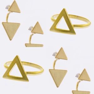 Triangle Ear Jacket & Curved Ornate Triangle Ring